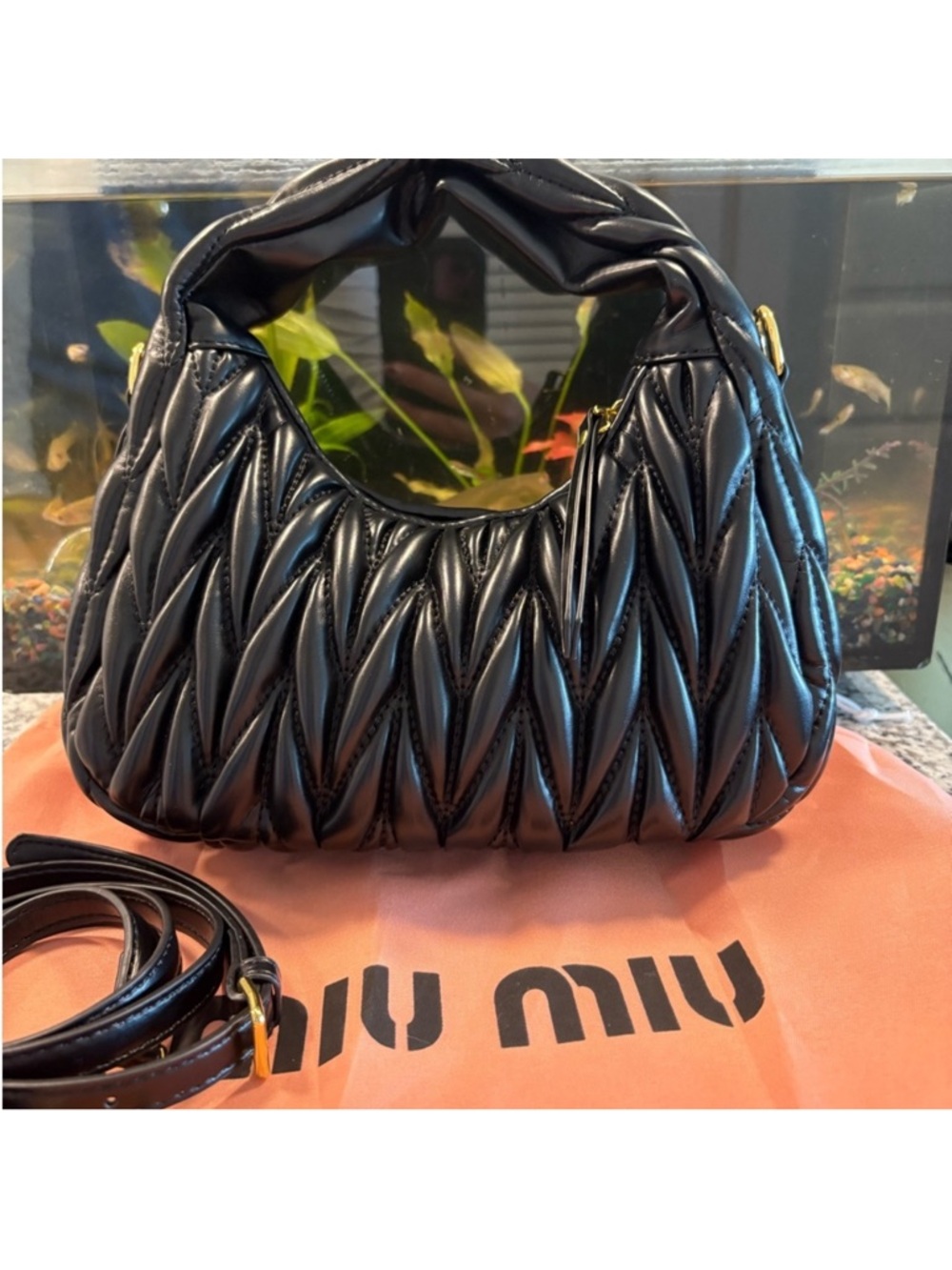 Miu Miu Black Matelassé Quilted Leather Shoulder Bag - Picture 6 of 7